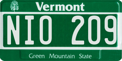 VT license plate NIO209