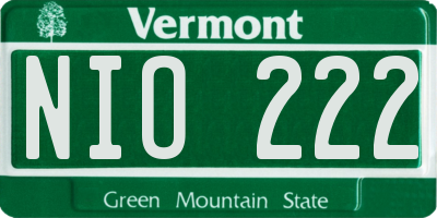 VT license plate NIO222