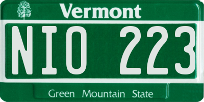 VT license plate NIO223