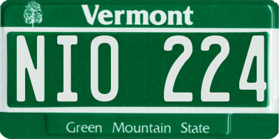 VT license plate NIO224