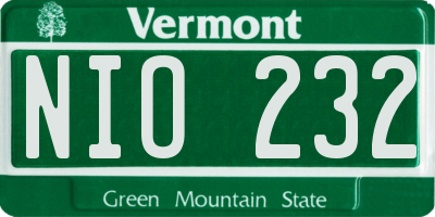 VT license plate NIO232