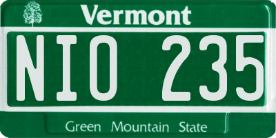 VT license plate NIO235