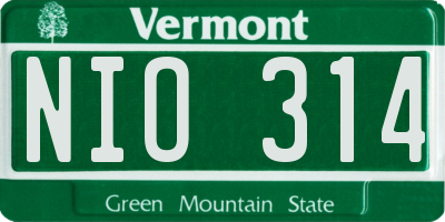 VT license plate NIO314