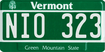 VT license plate NIO323