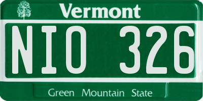 VT license plate NIO326