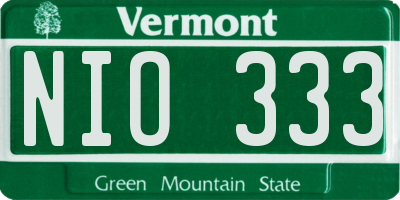 VT license plate NIO333