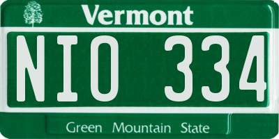 VT license plate NIO334
