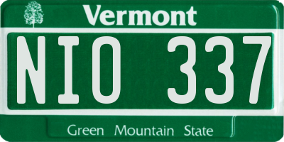 VT license plate NIO337