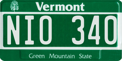 VT license plate NIO340