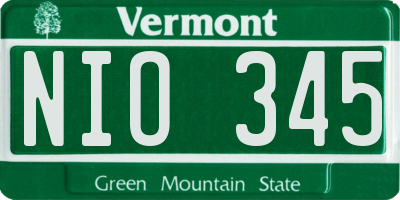VT license plate NIO345