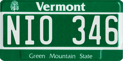 VT license plate NIO346