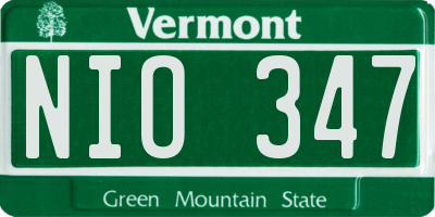 VT license plate NIO347