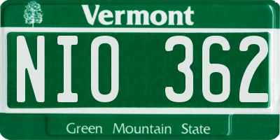 VT license plate NIO362