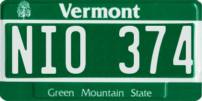 VT license plate NIO374