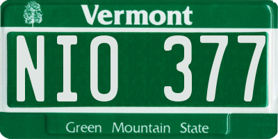 VT license plate NIO377