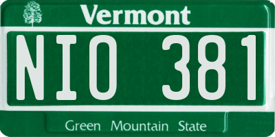 VT license plate NIO381