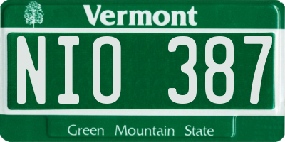 VT license plate NIO387