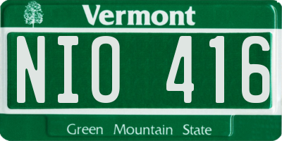 VT license plate NIO416