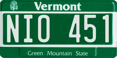 VT license plate NIO451