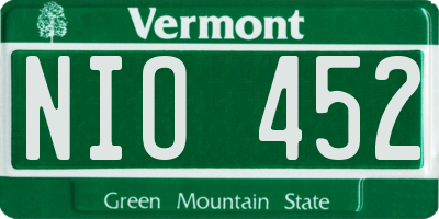 VT license plate NIO452