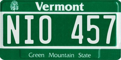 VT license plate NIO457