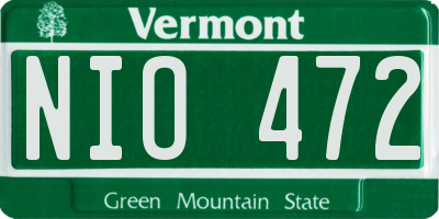 VT license plate NIO472