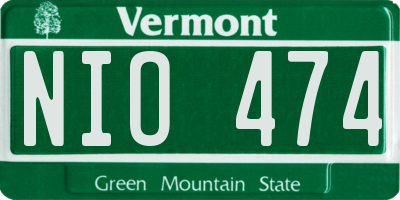 VT license plate NIO474