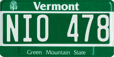VT license plate NIO478