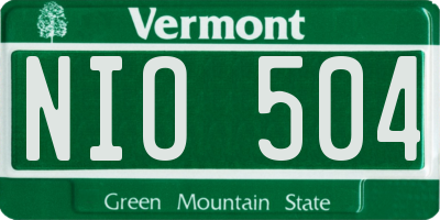 VT license plate NIO504