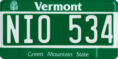VT license plate NIO534