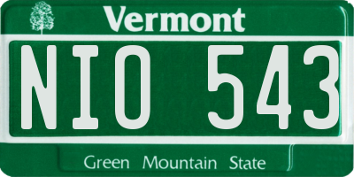 VT license plate NIO543