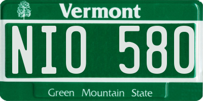 VT license plate NIO580