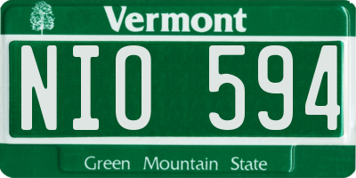 VT license plate NIO594