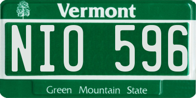 VT license plate NIO596