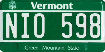 VT license plate NIO598
