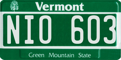 VT license plate NIO603