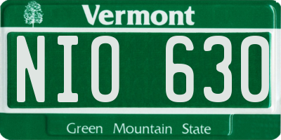 VT license plate NIO630