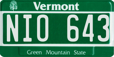 VT license plate NIO643
