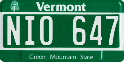 VT license plate NIO647