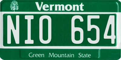 VT license plate NIO654