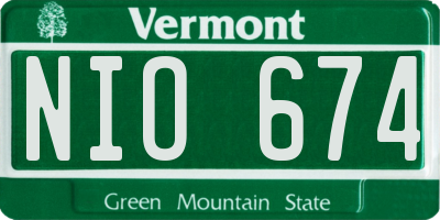 VT license plate NIO674