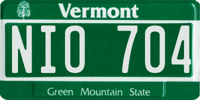 VT license plate NIO704
