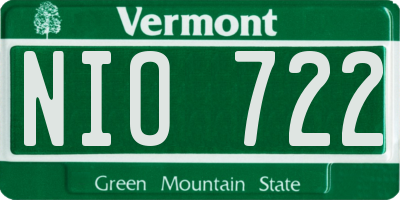 VT license plate NIO722
