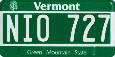 VT license plate NIO727