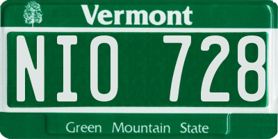 VT license plate NIO728