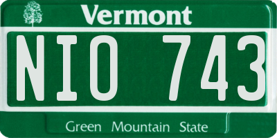 VT license plate NIO743