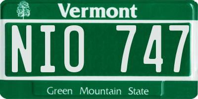VT license plate NIO747