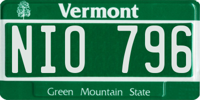 VT license plate NIO796