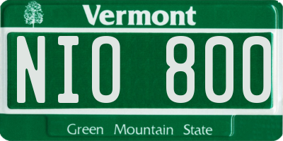 VT license plate NIO800