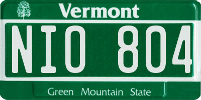 VT license plate NIO804